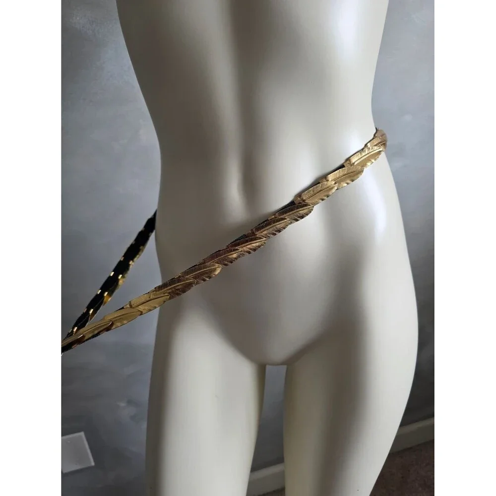 Vintage Belt Gold Feather Scales Elastic 34'-52'